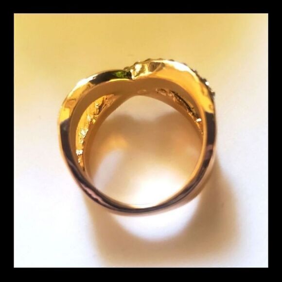 Blue Sapphires & White Baguette Diamond 18K Gold Cocktail Ring on 925 Silver - Picture 4 of 4